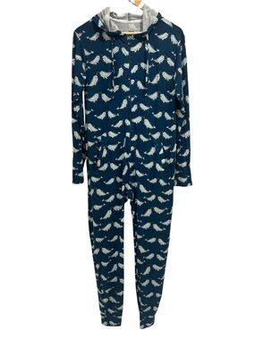 NWOT MeUndies Modal Narwhal Print One Piece Hooded Pajama Loungewear - XS/S